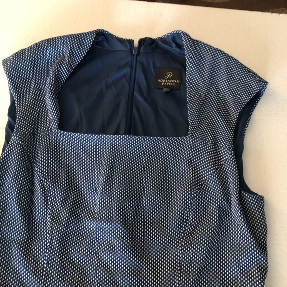 Adrianna Papell blue white polka dot bolero neckline sheath dress - Picture 5 of 10